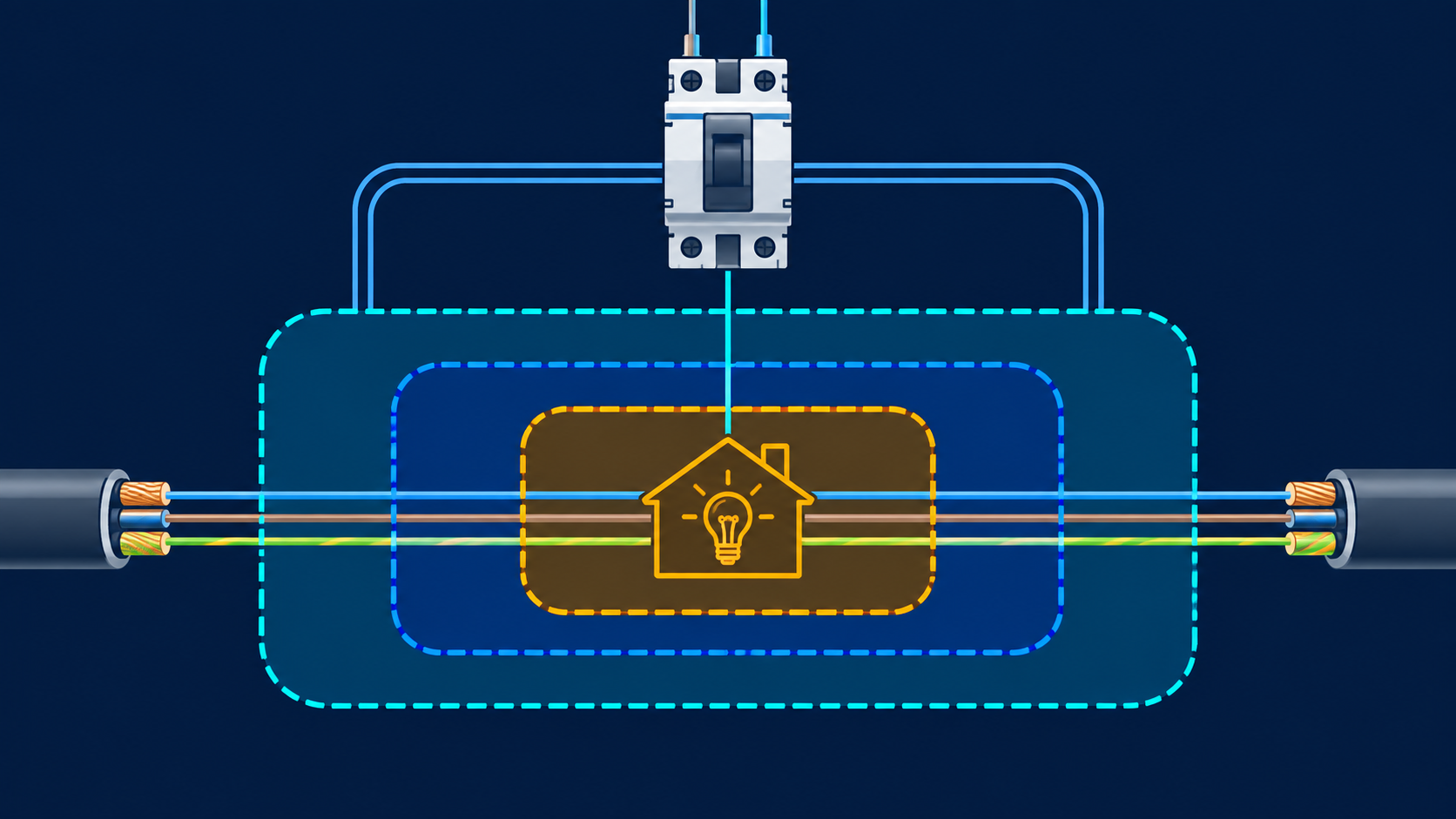 Illustration of the design current, breaker rating and cable capacity relationship
