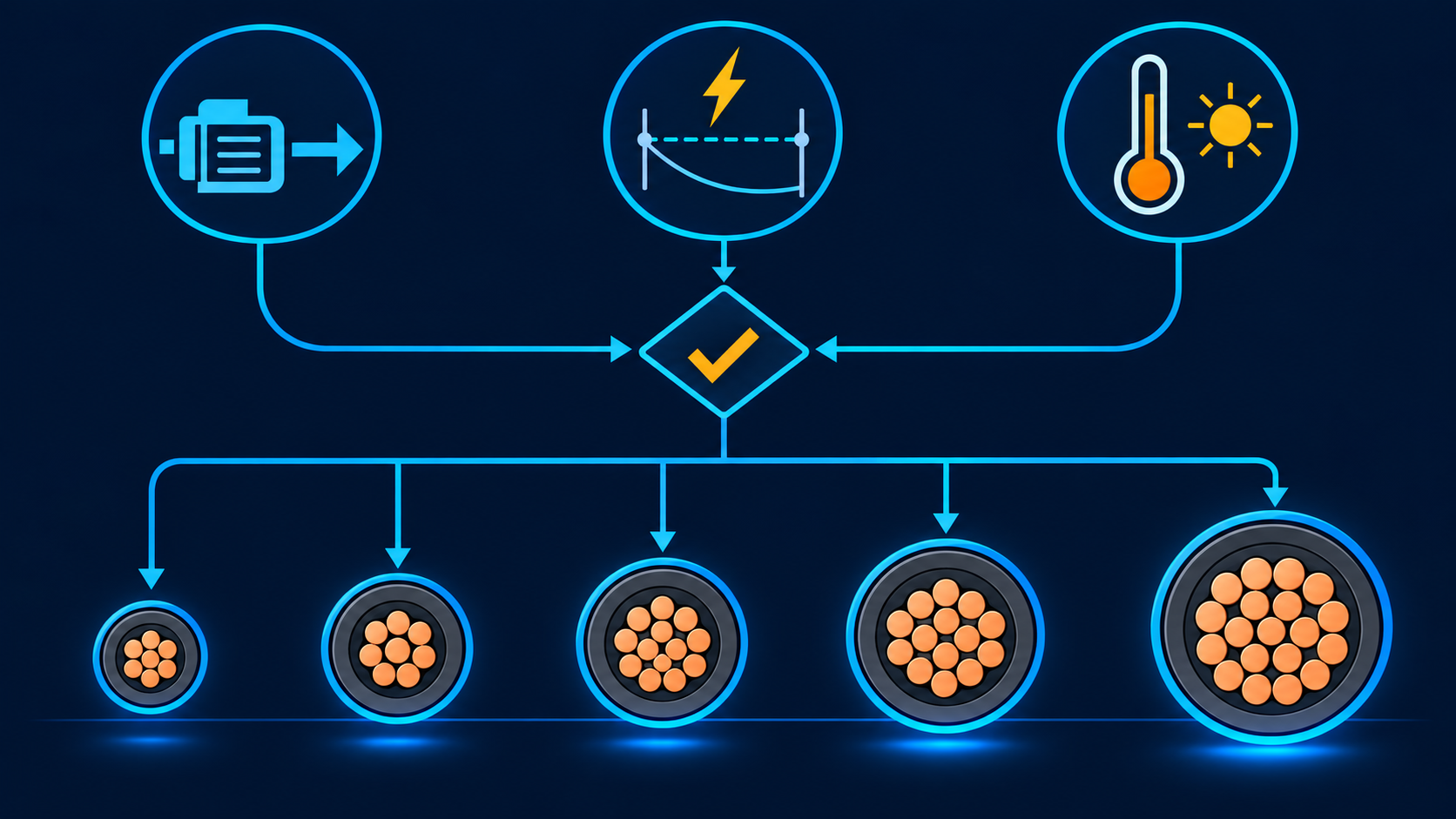 Illustration of cable selection based on several engineering inputs