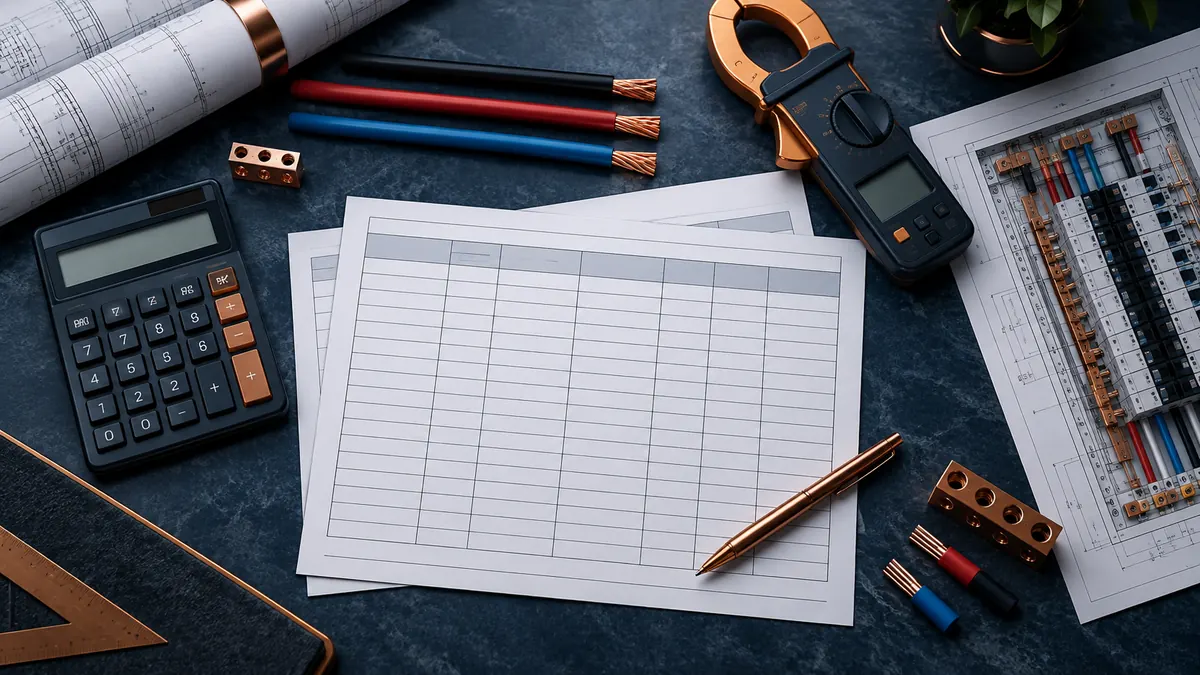 Engineer reviewing a structured electrical load schedule and phase totals