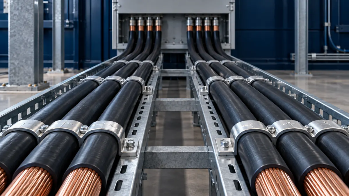 Matched parallel power cables arranged between common electrical terminations