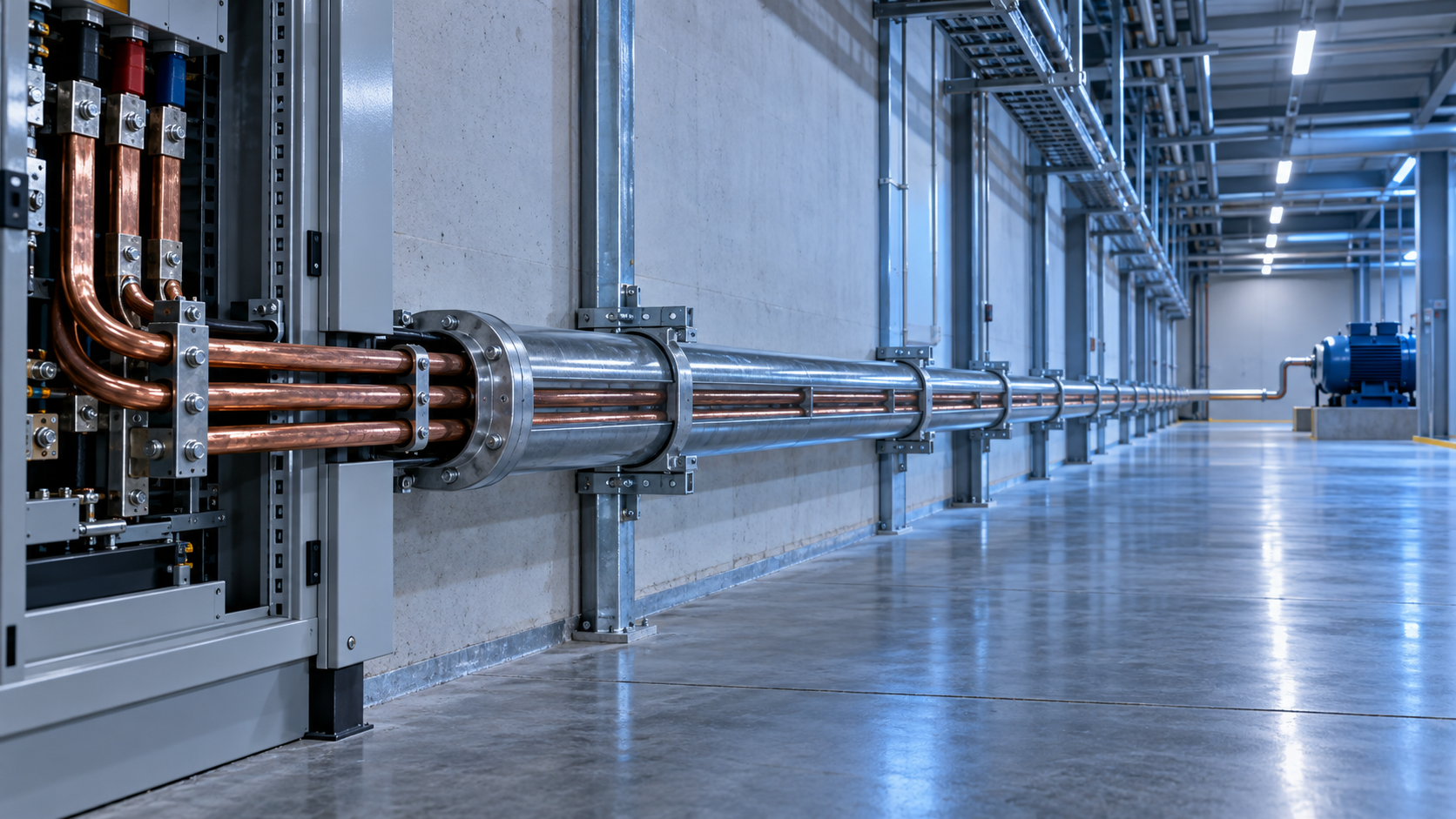 Long electrical cable route in an industrial conduit